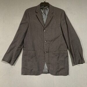 VTG 80s Gentry Penney's Striped Wool Blend Blazer Mens Business Jacket Sz L 40R